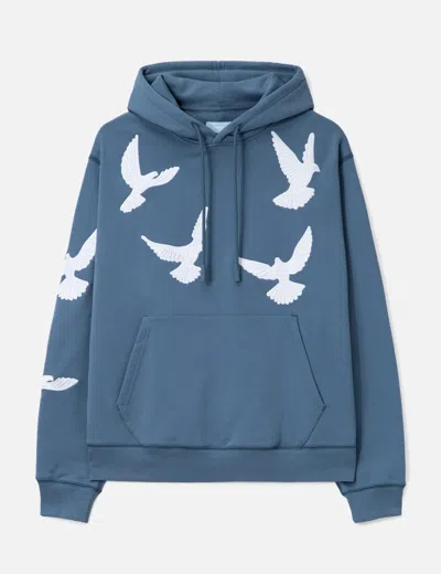3paradis Flying Doves Hooded Sweater In Blue