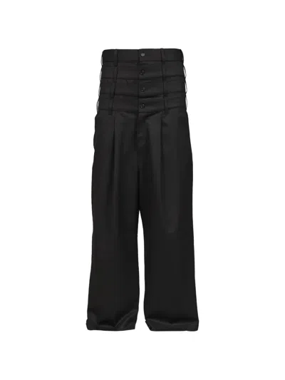 3paradis Four-waist Wide-leg Trousers In Black