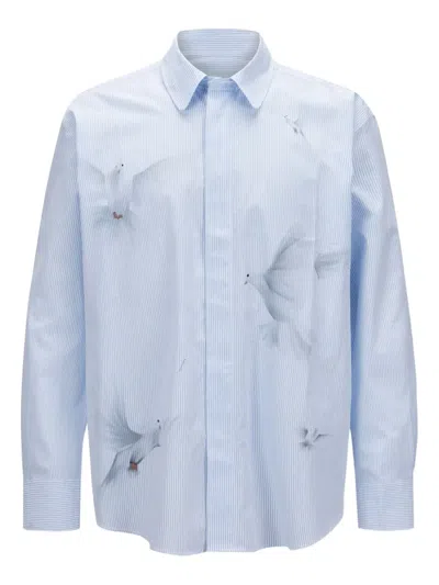 3paradis Freedom Doves Striped Shirt In Blue