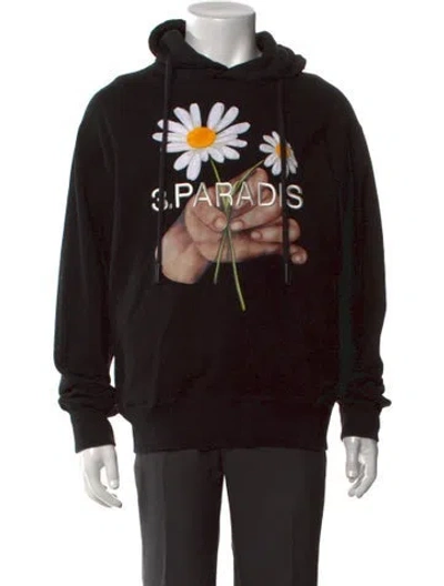 Pre-owned 3paradis Graphic Print Crew Neck Hoodie In Black