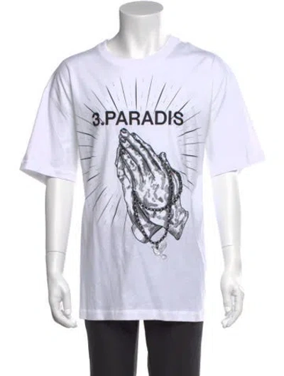 Pre-owned 3paradis Graphic Print Crew Neck T-shirt In White