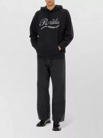 3paradis Hoodie Front Graphic Print Hooded Design In Black