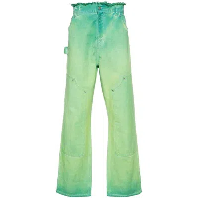 3paradis Overdye Carpenter Straight Jeans In Green