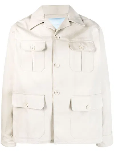 3paradis Multiple-pocket Cotton Shirt Jacket In Neutrals