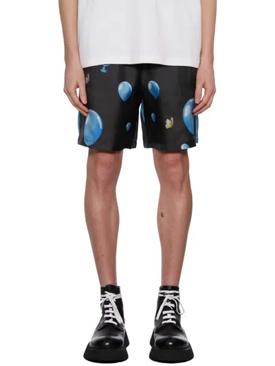 3paradis Balloon-print Silk Bermuda Shorts In Black