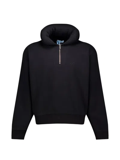 3paradis Pillow Neck Quarter-zip Sweater In Black