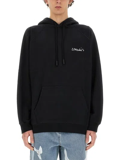 3paradis Relaxed Fit Black Sweatshirt With Artistic Embroidery