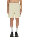 3paradis Casual Twill Shorts With Elastic Waistband In Neutral