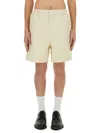 3paradis Casual Twill Shorts With Elastic Waistband In Beige