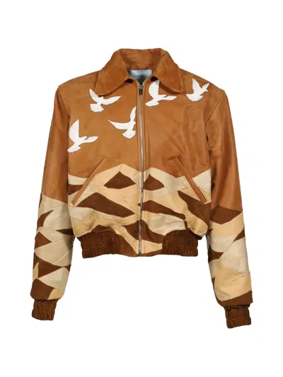 3paradis Travelers Patchwork Leather Jacket In Brown