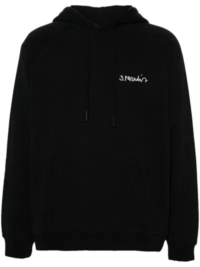 3paradis 3.paradis Relaxed Fit Black Sweatshirt With Artistic Embroidery