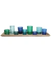 3r Studio 10-pc. Wood Tray & Green Glass Votive Holders In Green