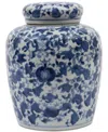 3r Studio Decorative Ceramic Ginger Jar With Lid For Spaces, Blue And White In Multi