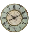 3r Studio Decorative Round Wood Wall Clock With Distressed Finish, Mint Green In Turquoise Green
