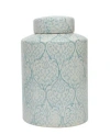 3r Studio Decorative Tall Ceramic Ginger Jar With Lid, Blue And White In Blue And White