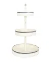 3r Studio Creative Co-op Decorative Wood Tin 3 Tier Tray In Off-white