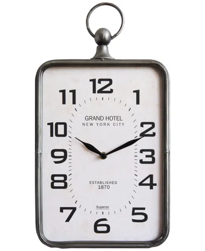 3r Studio Rectangle Metal Hanging Wall Clock With Handle, Antique-like Gold-tone In Multi