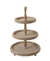3r Studio Round 3-tier Decorative Wood Tray In Brown