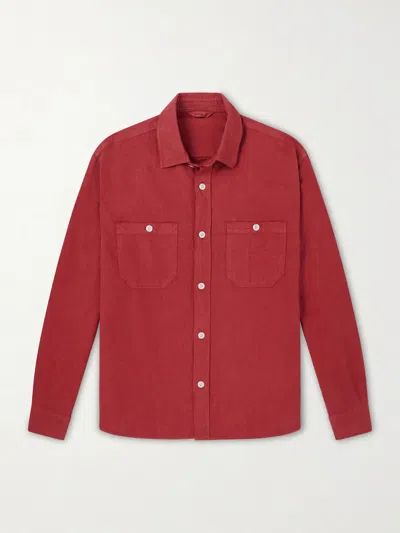 3sixteen Cotton And Linen-blend Overshirt In Red