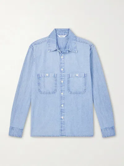 3sixteen Cotton-chambray Shirt In Blue