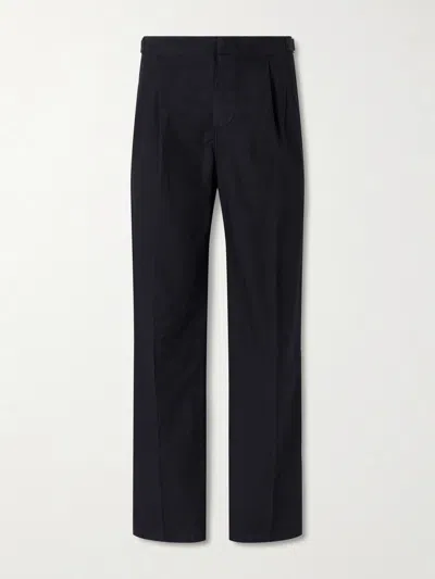 3sixteen Safari Straight-leg Cotton-poplin Trousers In Black