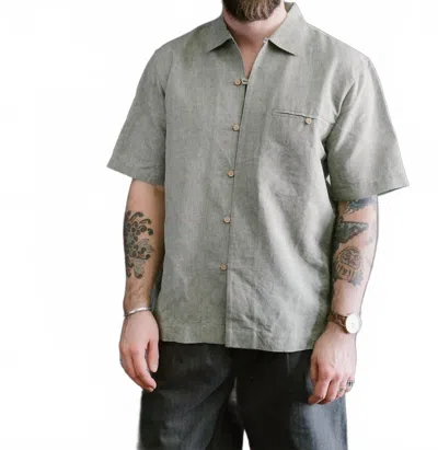 3sixteen Short Sleeve Loop Shirt In Grass Linen In Gray