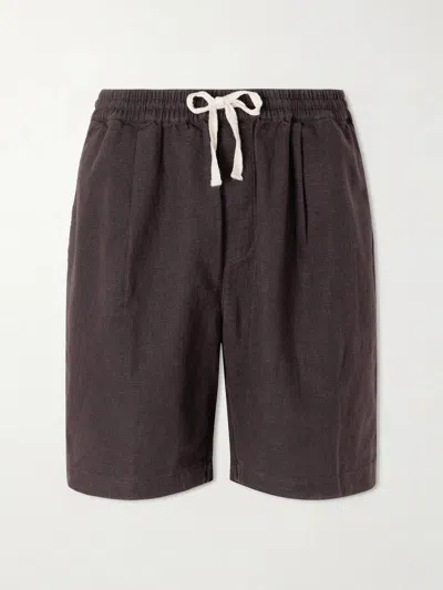 3sixteen Straight-leg Linen Drawstring Shorts In Brown