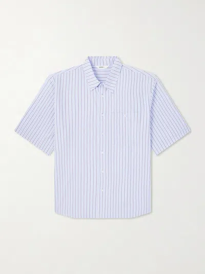 3sixteen Striped Cotton-poplin Shirt In Blue