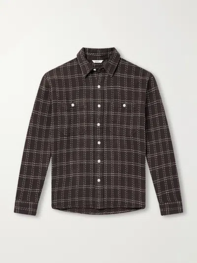 3sixteen Utility Checked Cotton-flannel Shirt In Brown
