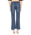 3x1 Women's W25 Midway Extreme Cropped Jeans Fringed Edges Denim Pants In Blue In Blue