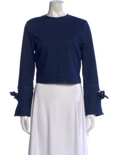 Pre-owned 3x1 Crew Neck Long Sleeve Top In Blue