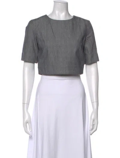 Pre-owned 3x1 Crew Neck Short Sleeve Crop Top In Grey