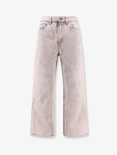 3x1 Denim Jeans With Bleached Pattern In Pink