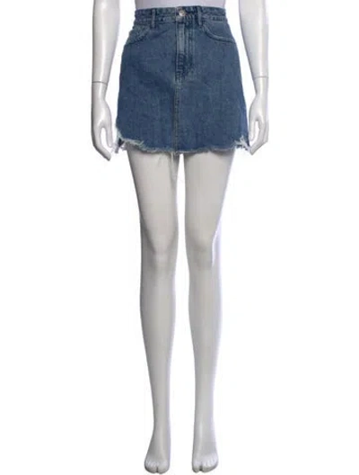 Pre-owned 3x1 Distressed Accents Mini Skirt In Blue