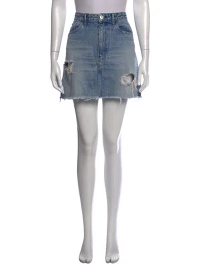 Pre-owned 3x1 Distressed Accents Mini Skirt In Blue