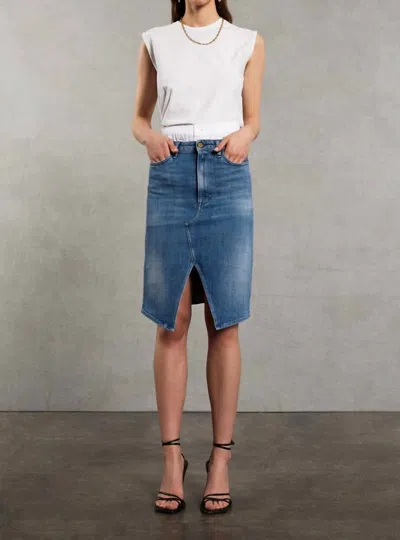 3x1 Elizabella Denim Midi Skirt In Blue