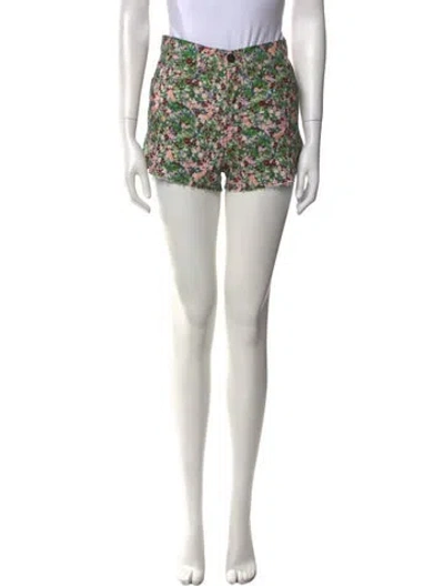 Pre-owned 3x1 Floral Print Mini Shorts In Green