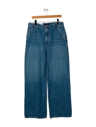 Pre-owned 3x1 High-rise Wide Leg Jeans In Blue
