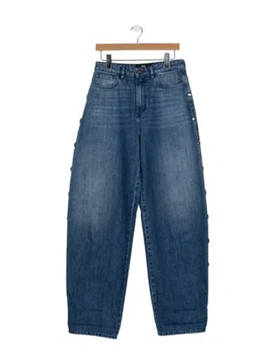 Pre-owned 3x1 High-rise Wide Leg Jeans In Blue