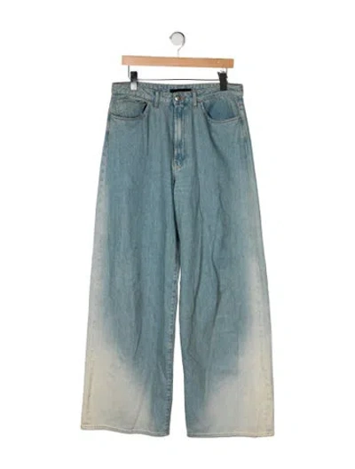 Pre-owned 3x1 High-rise Wide Leg Jeans In Blue/green