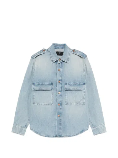 3x1 Kenya Button Cotton Shirt In Blue