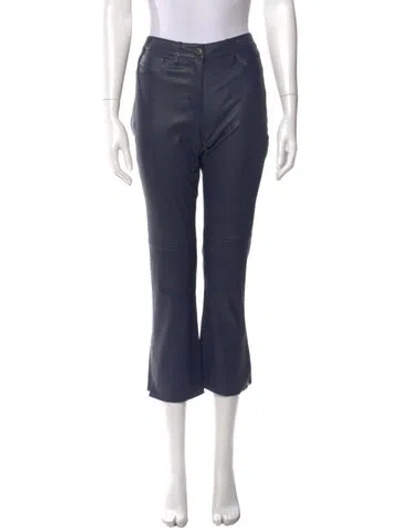 Pre-owned 3x1 Leather Straight Leg Pants In Blue