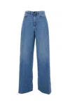3x1 Light Blue Wide Leg 5-pocket Jeans With Front Fastening In Blue