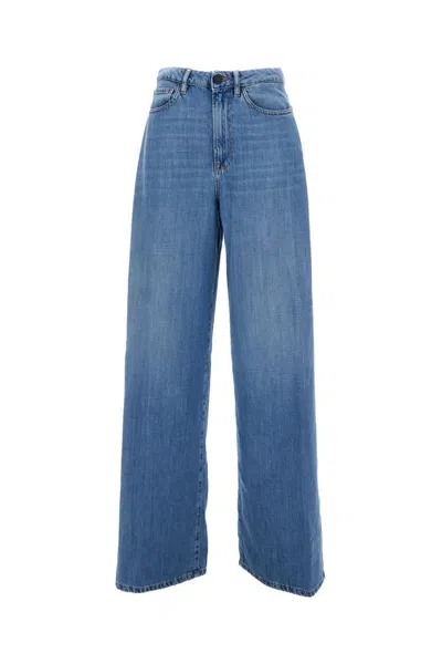 3x1 Light Blue Wide Leg 5-pocket Jeans With Front Fastening