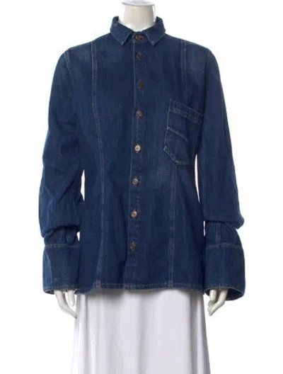 Pre-owned 3x1 Long Sleeve Button-up Top In Blue