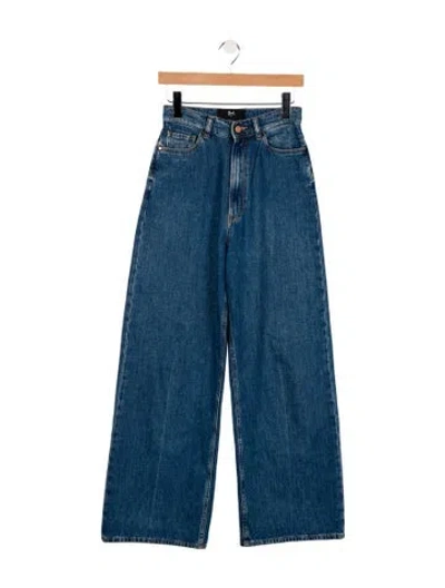 Pre-owned 3x1 Mid-rise Wide Leg Jeans In Blue