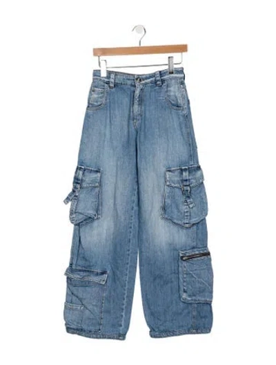 Pre-owned 3x1 Mid-rise Wide Leg Jeans In Blue