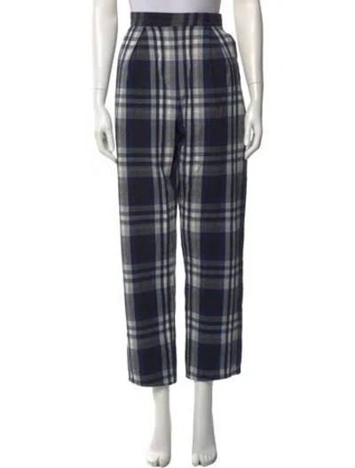 Pre-owned 3x1 Plaid Print Straight Leg Pants In Blue