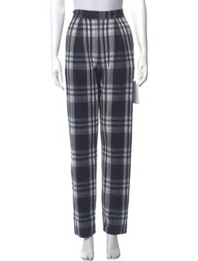 Pre-owned 3x1 Plaid Print Straight Leg Pants In Blue