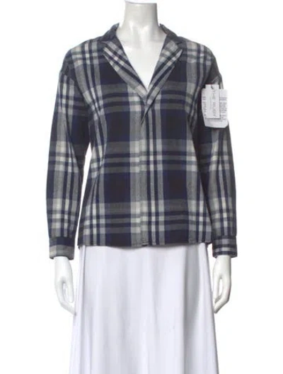 Pre-owned 3x1 Plaid Print V-neck Top In Multi